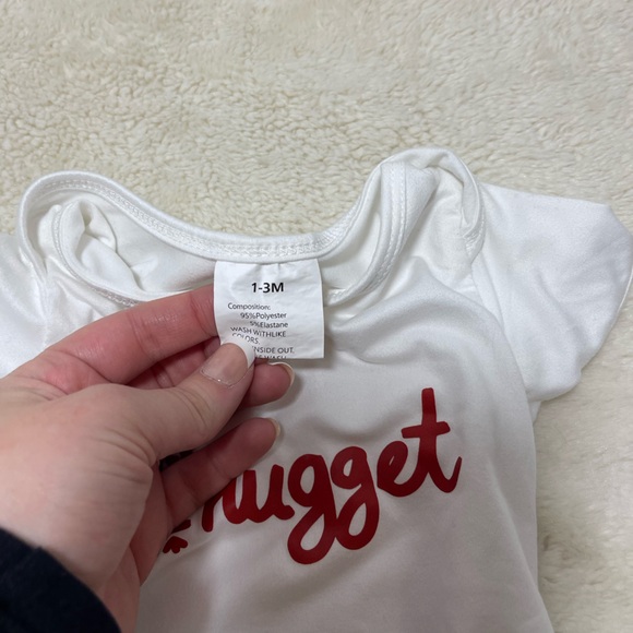 White Onesie with Red Script - Picture 2 of 3